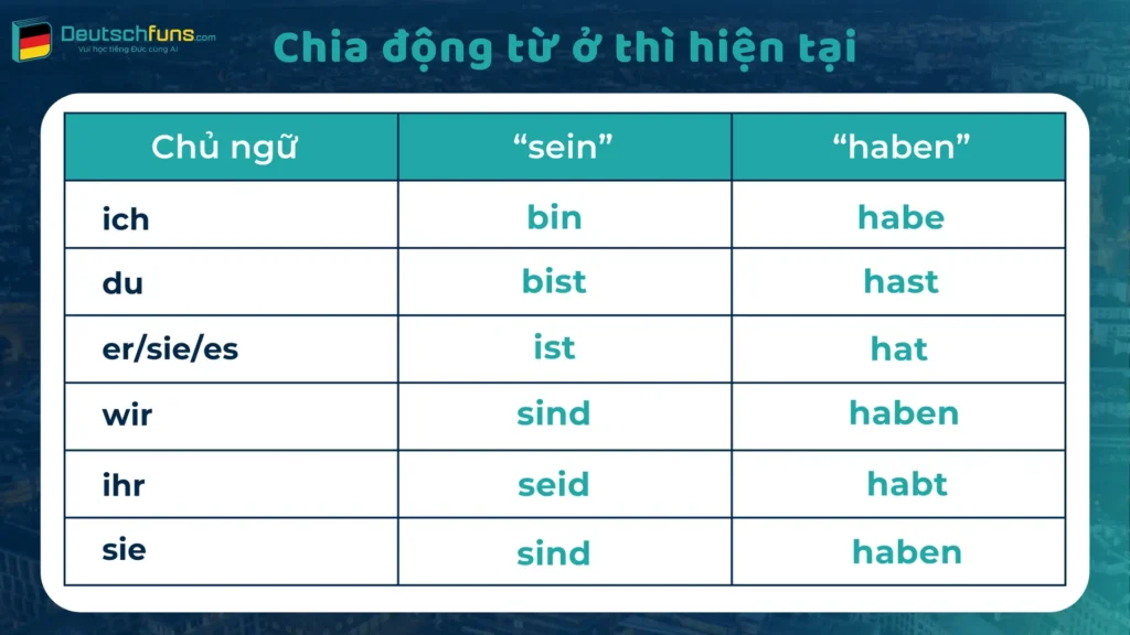 cách chia động từ tiếng đức sein và haben